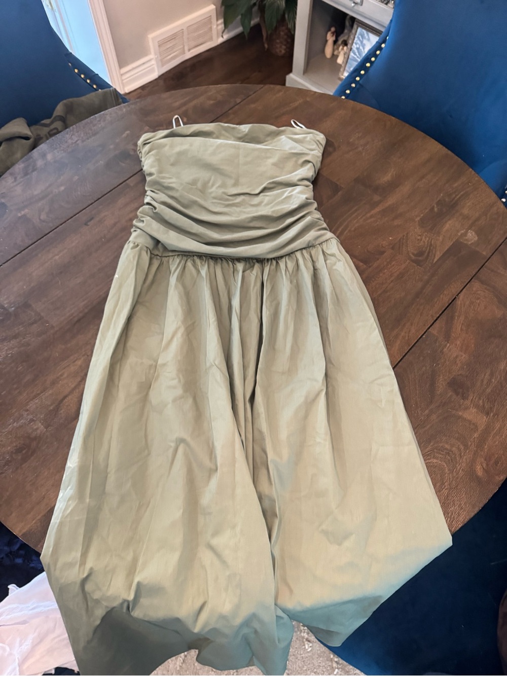 Strapless Olive Green Dress